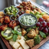 Festive green snack board with fruits, veggies, cheeses, and sweet treats for St. Patrick's Day celebrations.