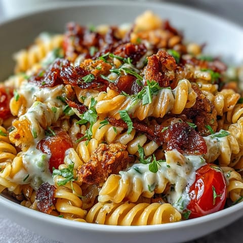 Colorful Easy Taco Pasta Salad with cherry tomatoes, black beans, and cheddar cheese in a creamy taco dressing, perfect for summer potlucks.