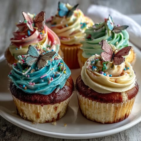 Spring Cupcakes with Pastel Butterfly Buttercream feature delicate vanilla cakes topped with swirled pastel frosting and edible butterfly decorations.