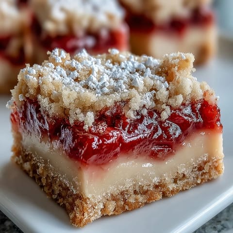 Golden Rhubarb Custard Bars with Shortbread Crust, a delightful spring treat.