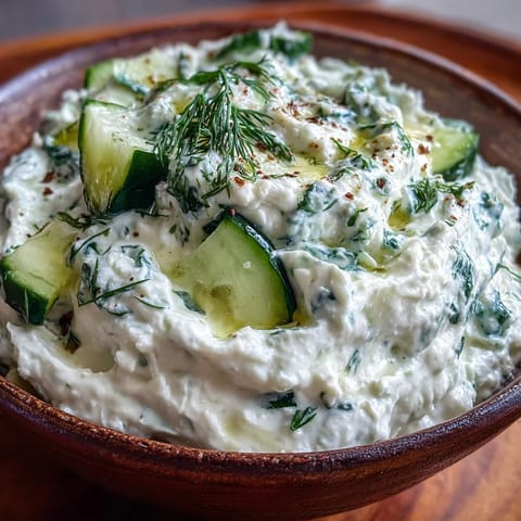 Refreshing Skyr Tzatziki Dip, brilliantly green with dill, perfect for dipping veggies.