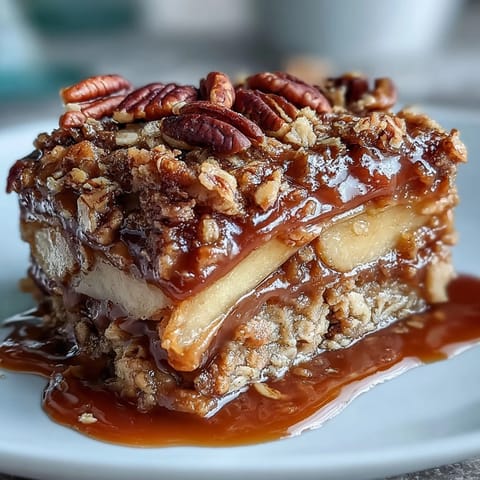 Warm Father's Day Whiskey Caramel Apple Crisp with bubbling fruit and crisp oat topping.