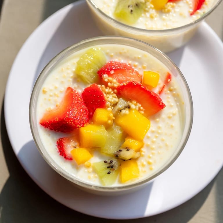 This comforting tapioca pudding, with vanilla fragrance, is topped with fresh mixed berries.