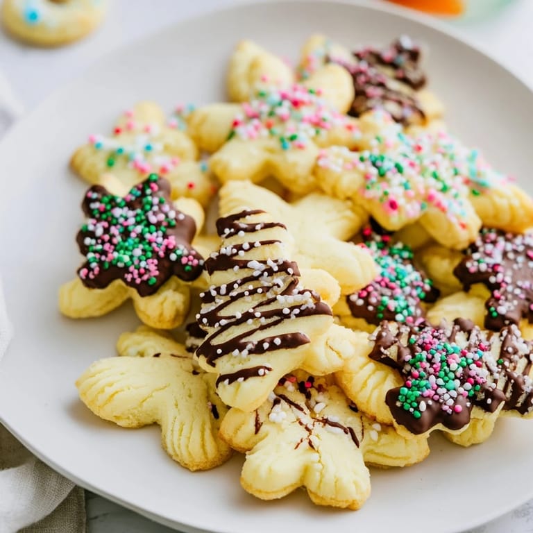 Freshly baked Spritz Cookies, a delightful treat with a light, crumbly texture.