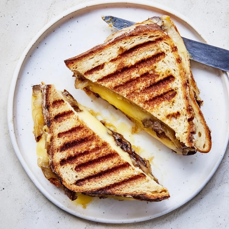 Gooey, nutty Gruyère and sweet onions sit between crispy, buttery slices of toasted country bread.