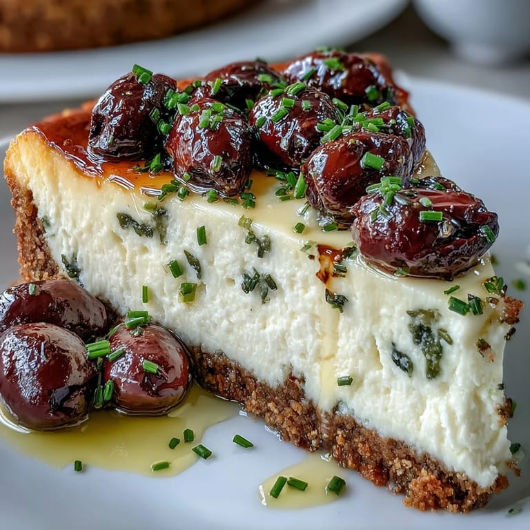 Sliced Kalamata Cheesecake Appetizer served with crackers, fresh parsley, and a drizzle of olive oil on a marble board.