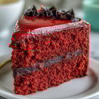 Close-up of the Betty Boop Cake showcasing velvety red layers and smooth cream cheese buttercream frosting.