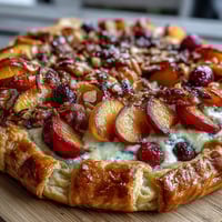 A rustic, golden galette filled with ripe summer stone fruits and luscious almond frangipane, wrapped in flaky, buttery pastry.